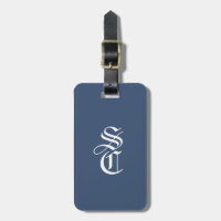 Navy Elegant Gothic Monogramm Name Mittelalterlich