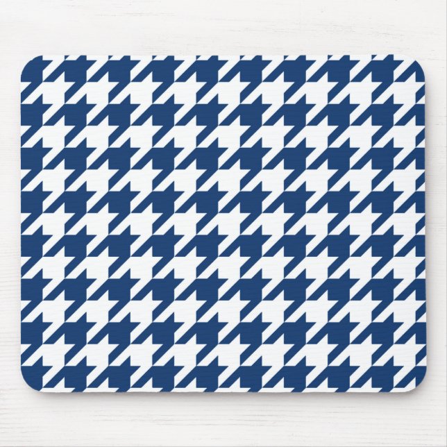 Navy Elegant Hahnentrittmuster Mousepad (Vorne)