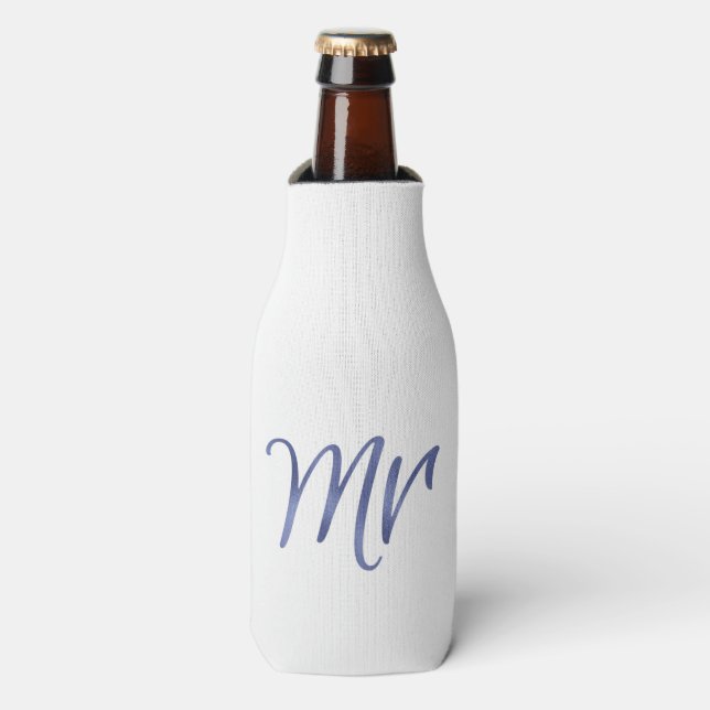 Navy, elegante Schrift, Imitat-Folie Flaschenkühler (Flaschenvorderseite)