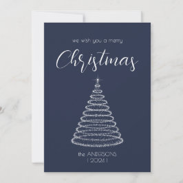 Navy elegante Weihnachtsbaumkarte Feiertagskarte