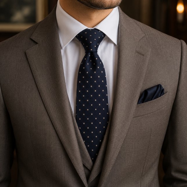 Navy Elfenbein Zeitlose Executive Couture Krawatte (Von Creator hochgeladen)