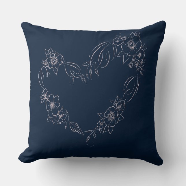 Navy+errush Blumenkissen Kissen (Vorderseite)