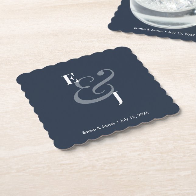 Navy-Et-Zeichen-Hochzeit | Reverse Cocktail Untersetzer (angewinkelt)