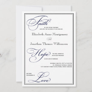 Navy Faith Hope Liebe Skript Hochzeit Einladung