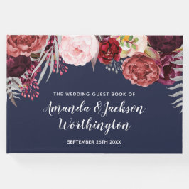Navy Fall Marsala Blush Peony Wedding Gästebuch