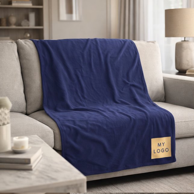Navy Firmenlogo Sondergeschenk für Unternehmen Fleecedecke (Von Creator hochgeladen)