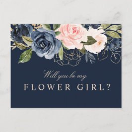 Navy floral blush tu seras ma carte fille de fleur