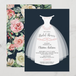 Navy Floral Elegance Brice Gown Brautparty Einladung