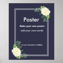 Navy Floral Erstellen Sie Ihr eigenes Plakat