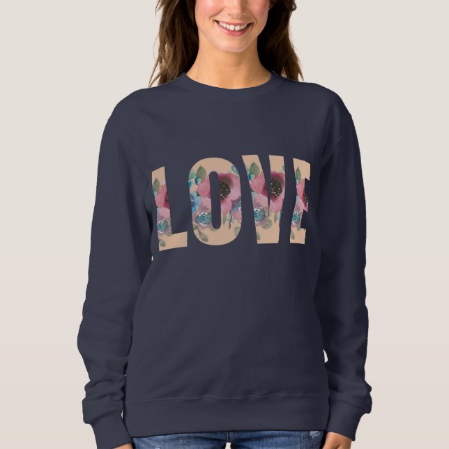 Navy Floral Liebe Sweatshirt (Vorderseite)
