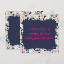 Navy Floral Rosa Typografie Muttertagskarte
