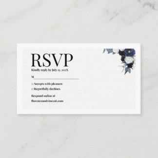 Navy Floral RSVP Card Begleitkarte