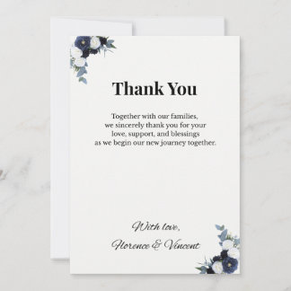 Navy Floral Wedding Thank You Card Einladung