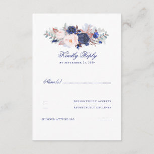 Navy Florals Wedding RSVP