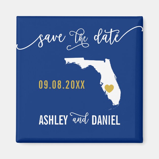Navy Florida Wedding Speichern Sie die Datumskarte Magnet (Vorne)