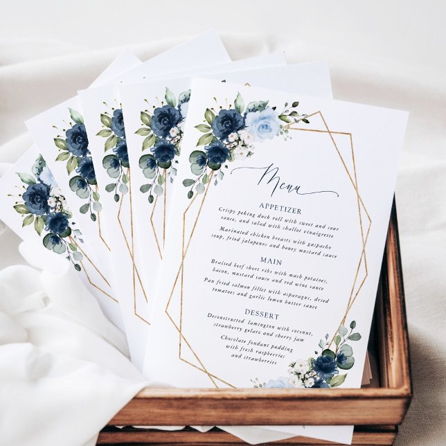Navy Flowers, Blue Flowers, Bridal Shower Menu (Von Creator hochgeladen)