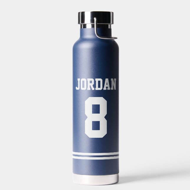 Navy Football Jersey mit Individuelle Name und Anz Trinkflasche (Links)