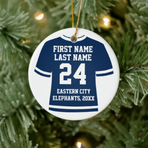 Navy Football Soccer Hockey Sports Jersey Keramik Ornament