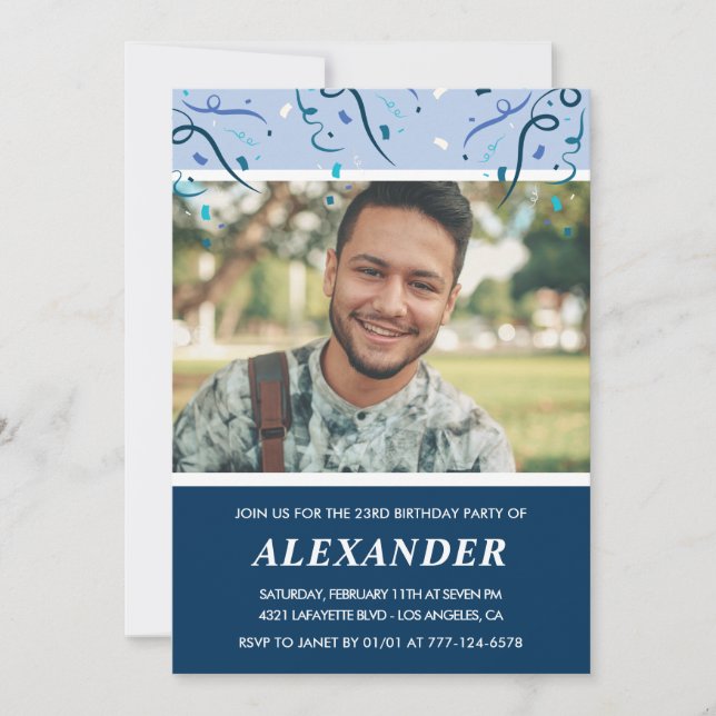 Navy Foto 23. Geburtstag Einladungen Mann (Vorderseite)