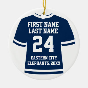 Navy Foto Football Soccer Hockey Sports Jersey Keramik Ornament