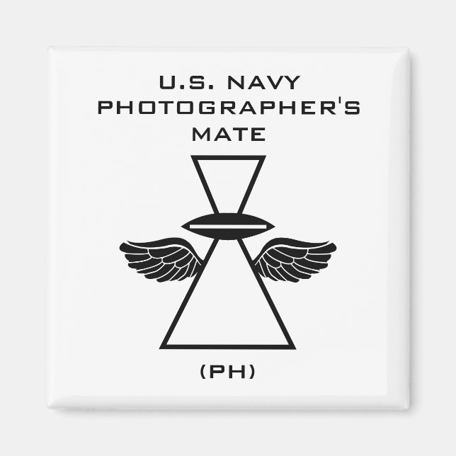 Navy Fotograf IFGA mit Flügel Square Magnet (Vorne)