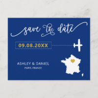 Navy France Hochzeit Speichern Sie die Datumskarte