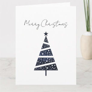 Navy Frohe Weihnachten Baum einfaches Logo Karte