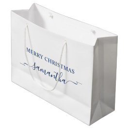 Navy Frohe Weihnachtsribbon Swash Unterschrift Nam Große Geschenktüte