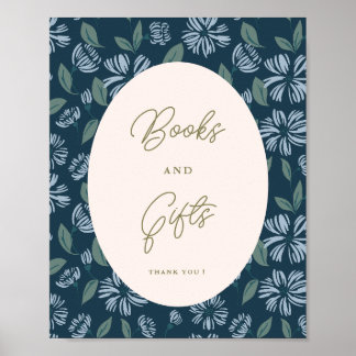 Navy Frost Bloom Floral Baby Dusche Custom-Zeichen Poster