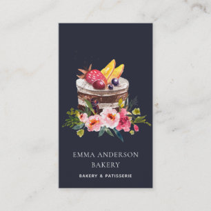 NAVY FRUIT FLORAL CAKE PATISSERIE CUPCAKE BAKERY VISITENKARTE