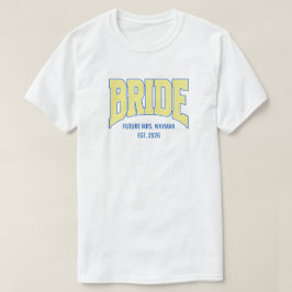 Navy + Gelber Kunst-Glitter BRAUT Verlobungs-Braut T-Shirt