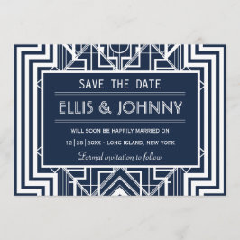 Navy Geometric speichert die Datumskarten Save The Date