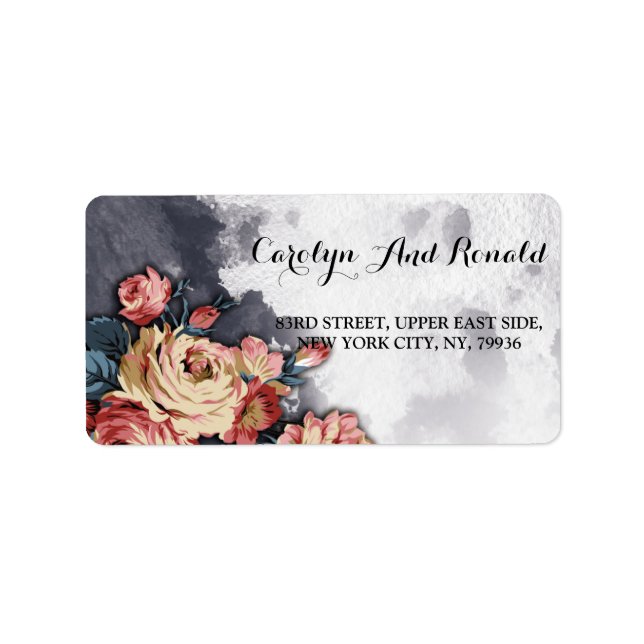 Navy GEOMETRIC WATERCOLOR Adressaufkleber (Vorne)