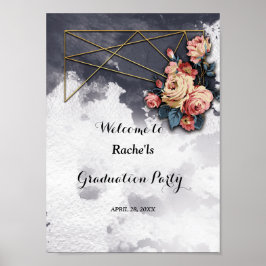Navy GEOMETRIC WATERCOLOR Graduation Poster