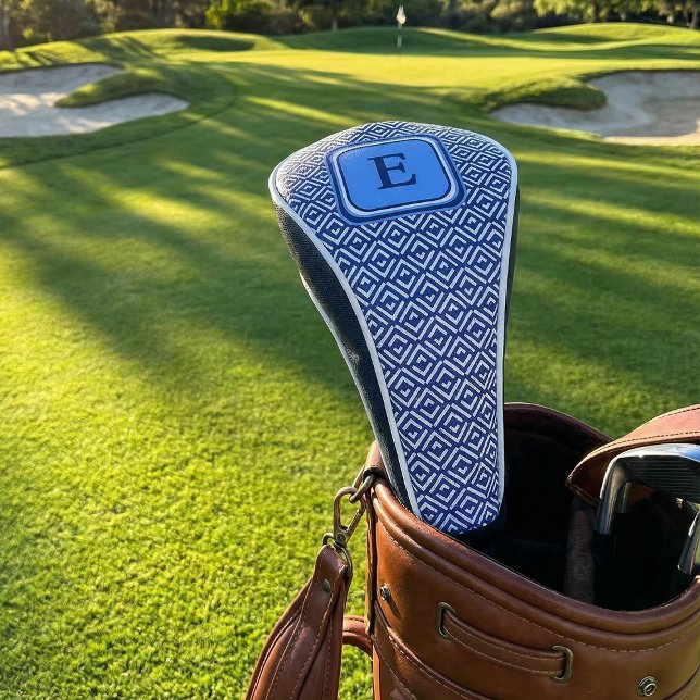 Navy-Geometrisches Chevron-Monogramm-Design Golf Headcover (Von Creator hochgeladen)