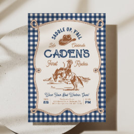 Navy Gingham Rope Rodeo Invitation Einladung