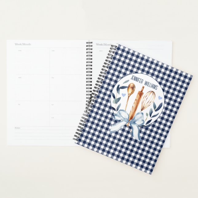 Navy Gingham Utensilien Kochen Bäckerei Planer (Anzeige)