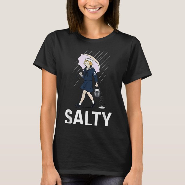 Navy-Girl-Regenschirm wandern in Regen Salty Navy T-Shirt (Vorderseite)