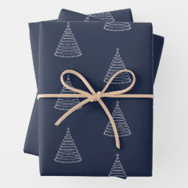 Navy glänzende Weihnachtsbaumverpackung Set Geschenkpapier Set