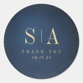 Navy Glitzer Raffinierte Monogramm-Gastgeschenk Ho Runder Aufkleber