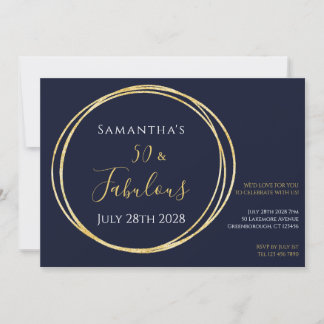 Navy Gold 50. Geburtstagsparty Einladung
