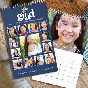 Navy Gold Abschluss K-12 FotoCollage 15 Monate Kalender