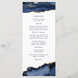 Navy Gold Agate Geode Marble Wedding Menükarte