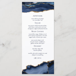 Navy Gold Agate Geode Marble Wedding Menükarte