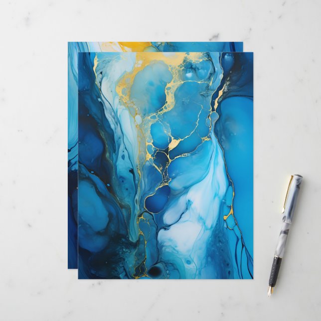 Navy & Gold Alcohol Tinten Papierfass Cardstock (Vorderseite/Rückseite Beispiel)