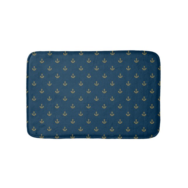 Navy Gold Anchor Muster Badematte (Vorderseite)