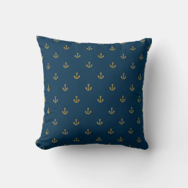 Navy Gold Anchor Muster Kissen
