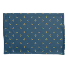 Navy Gold Anchor Muster Kissenbezug