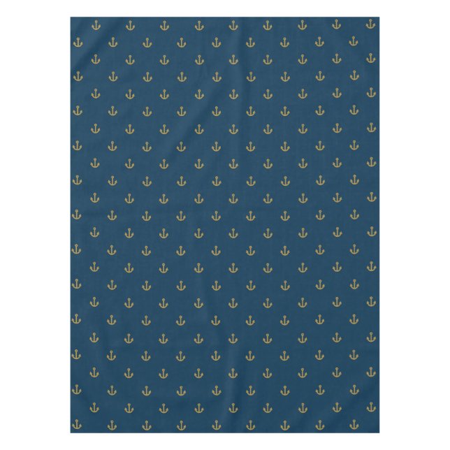 Navy Gold Anchor Muster Tischdecke (Vorderseite)