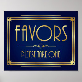 Navy Gold Art Déco FVORS nehmen eine signierte Pri Poster